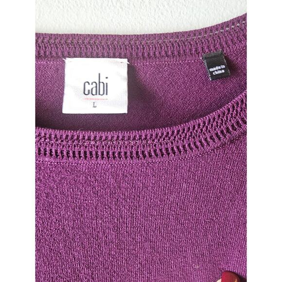 Cabi peek pullover purple sweater blouse sz large WT3 - Picture 5 of 7